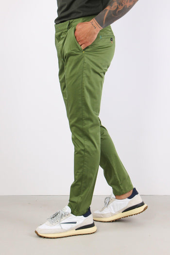 Pantalone Chino Rasatello Verde Scuro - 6