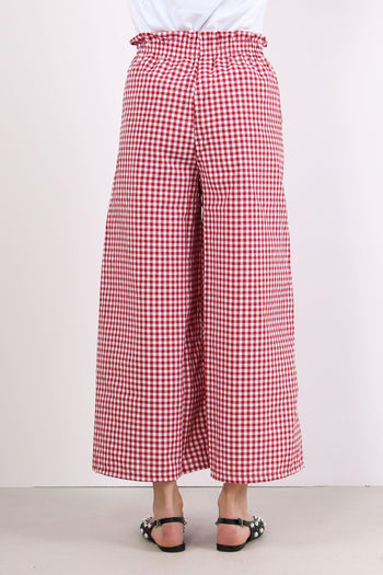 Pantalone Cropped Vichy Bianco/rosso - 4