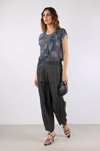 Blusa Rouches Stampa Fiori Blu/fiori - 3
