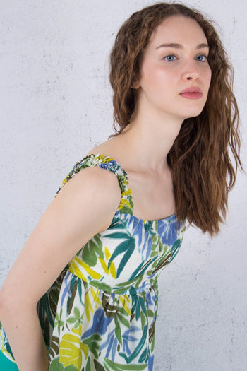 Top Spalla Arriccio Fantasia Tropical Leaves - 6