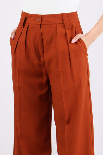 Pantalone Palazzo Misto Viscos Ruggine - 8