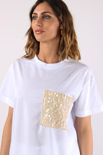T-shirt Taschino Paillettes Bianco - 5