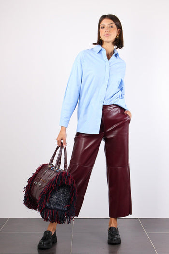 Pantalone Cropped Ecopelle Bordeaux - 5