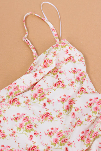 Abito Arriccio Fantasia Fiori Bianco - 9