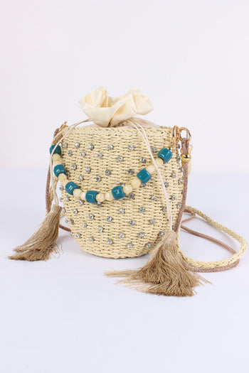 Secchiello Paglia Strass Natural - 4