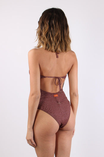 Costume Intero Lurex Aperture Amaranto - 4