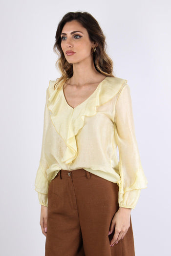 Blusa Mussola Scavo V Rouge Giallo - 5