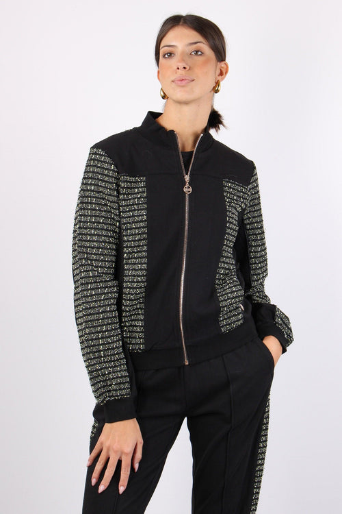 Felpa Zip Boucle Nero/jasmine