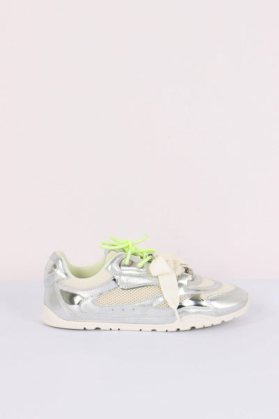 Sneakers Pelle Multi Lacci Silver