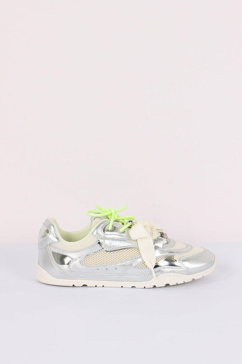 Sneakers Pelle Multi Lacci Silver
