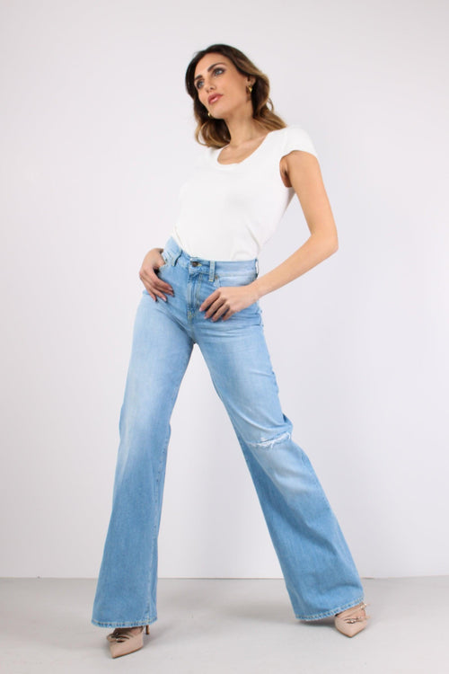 Amber Denim Palazzo Rotture Denim Chiaro