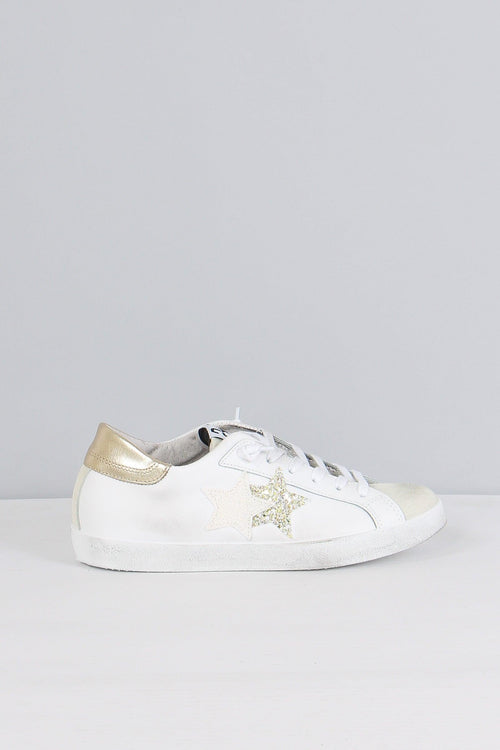 Sneakers Low Inserto Glitter Bianco/oro
