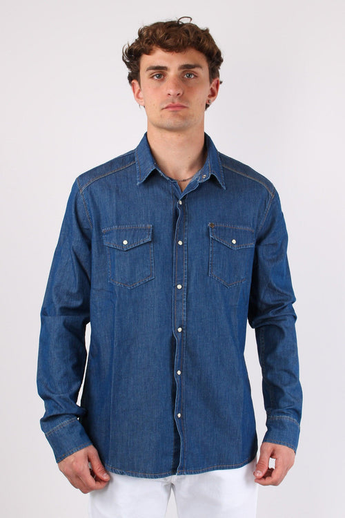Camicia Denim Slim Fit Denim Scuro