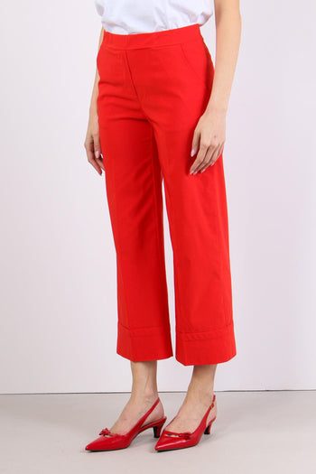 Pantalone Cropped Risvolto Rosso - 3
