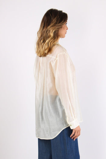 Camicia Over Mussola Strass Panna - 5