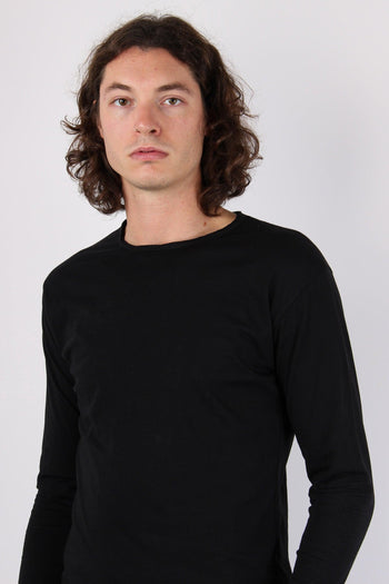 T-shirt Manica Lunga Cotone Nero - 5