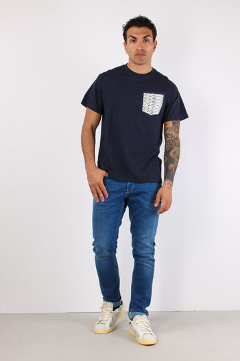 T-shirt Girocollo Taschino Blue - 2