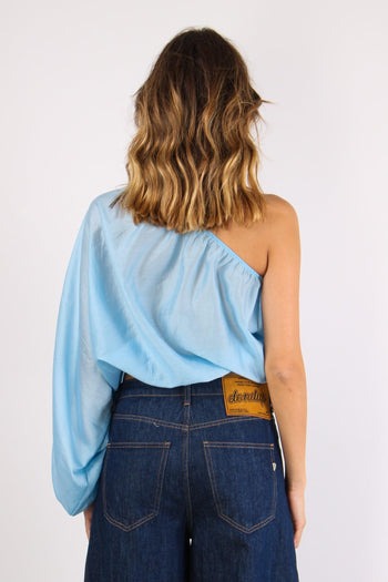Blusa Monospalla Mussola Azzurro - 4