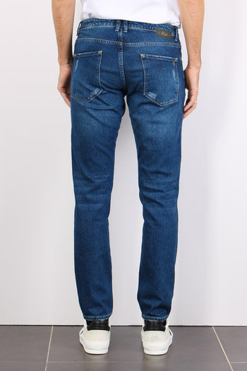 Denim Tapered Fit Rotture Denim Medio - 3