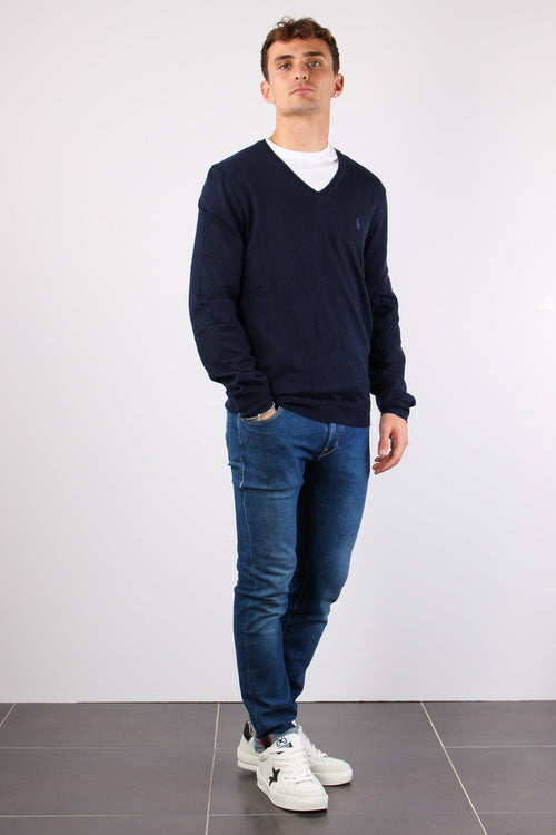 Maglia Scollo V Merinos Hunter Navy - 2