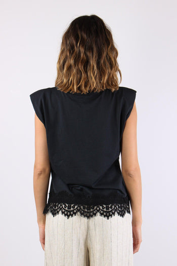T-shirt Spalline Fondo Pizzo Piombo - 4