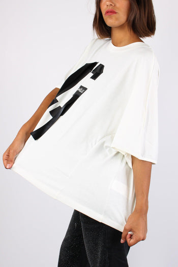 T-shirt Over Logo Nastro Off White - 4