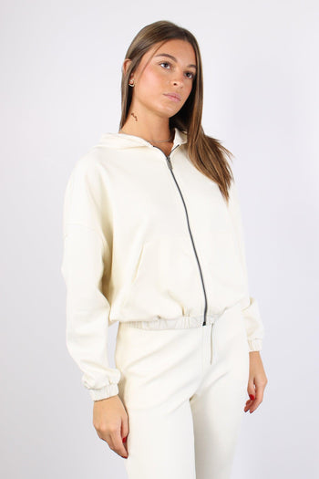 Felpa Corta Zip Modal Off White - 5