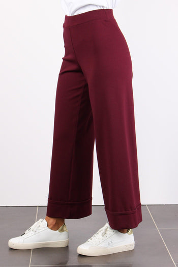 Pantalone Cropped Risvolto Bordeaux - 3