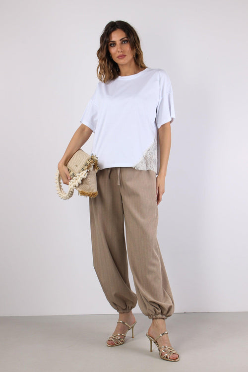 T-shirt Spicchio Fondo Pizzo Bianco