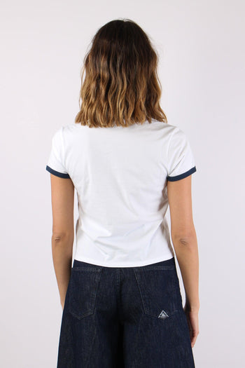 T-shirt Profilo Contrasto Bianco/blu - 4