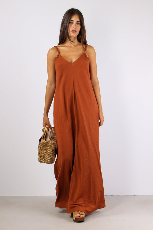 Abito Lungo Spallina Arriccio Ruggine