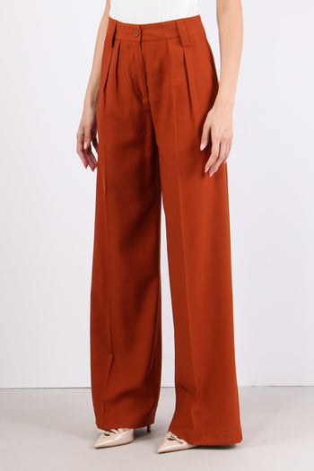 Pantalone Palazzo Misto Viscos Ruggine - 3