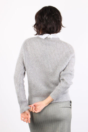 Maglia Mohair Collo Pietre Grigio - 3