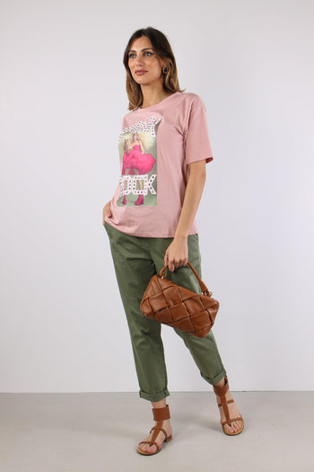 T-shirt Stampa Rock Rosa - 5