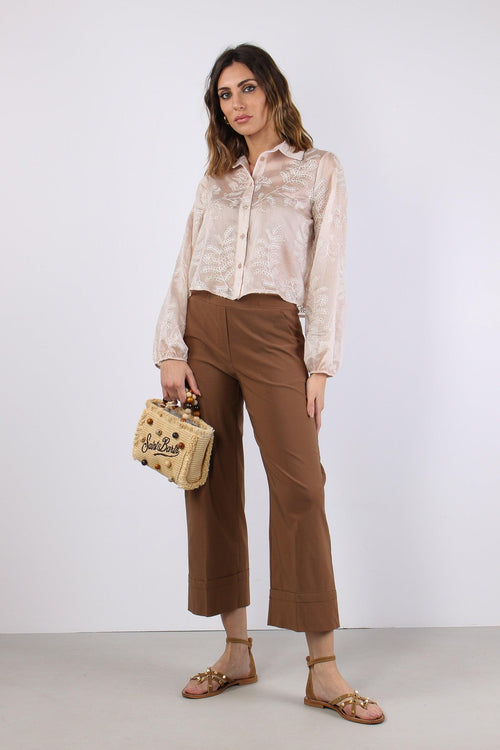 Pantalone Cropped Risvolto Terra