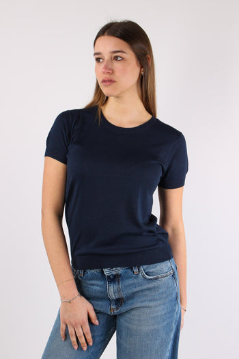 Maglia Girocollo M/m Viscosa Blu - 2