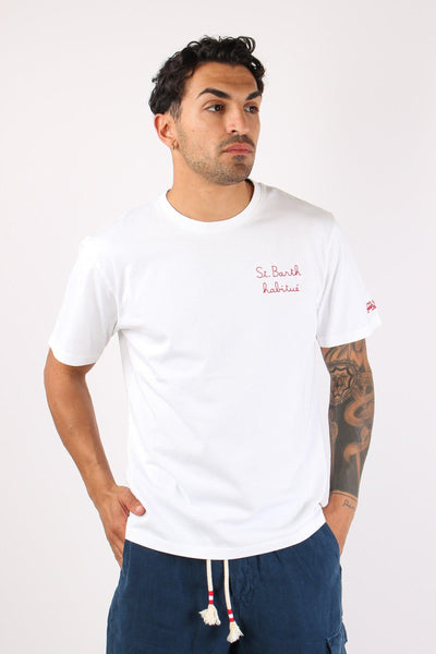 T-shirt Scritta Ricami Habitue