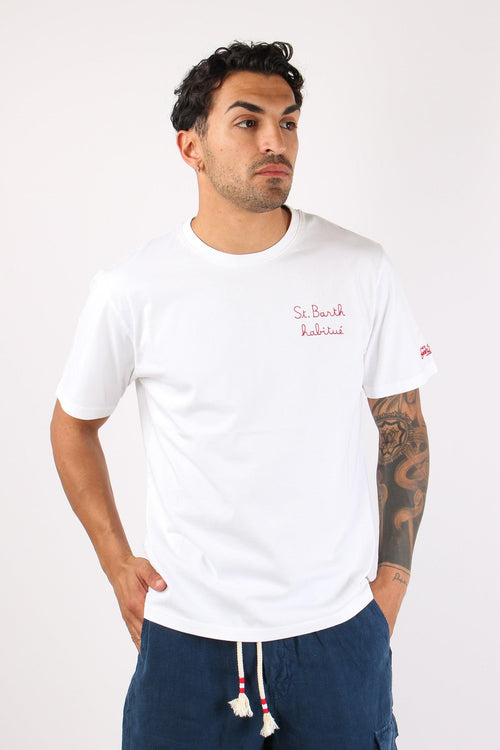 T-shirt Scritta Ricami Habitue
