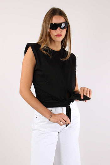 T-shirt Nodo Spalline Nero - 6