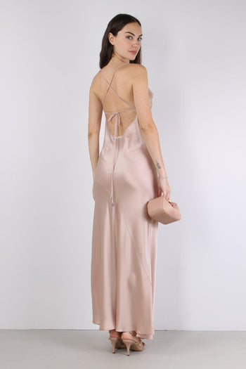 Farro Abito Scavo Dietro Satin Rosa Mogano - 2