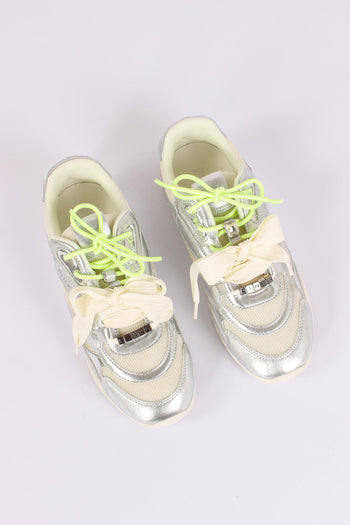 Sneakers Pelle Multi Lacci Silver - 4