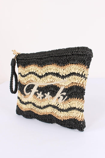 Pochette Paglia Riga Nero - 4