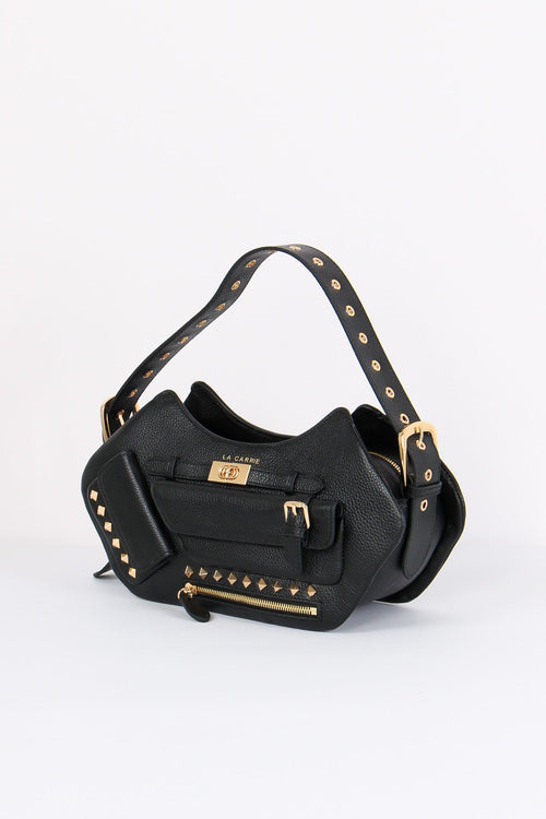 Tracolla Tasche Borchie Lather Black - 2