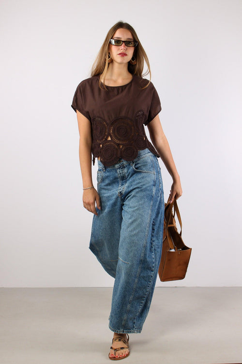 Blusa Ricamo Fondo Moro