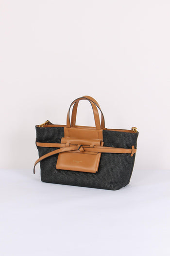 Belty Shopping Mini Rafia Nero/cuoio - 2