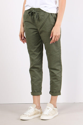 Pantalone Jogging Misto Lino Salvia - 3