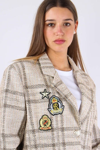 Giacca Squadrata Chanel Beige/nero - 9