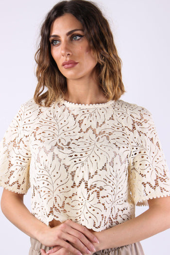 Blusa Cropped Pizzo Burro - 7