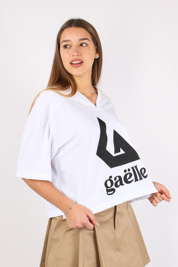 T-shirt Scollo V Logo Bianco - 5