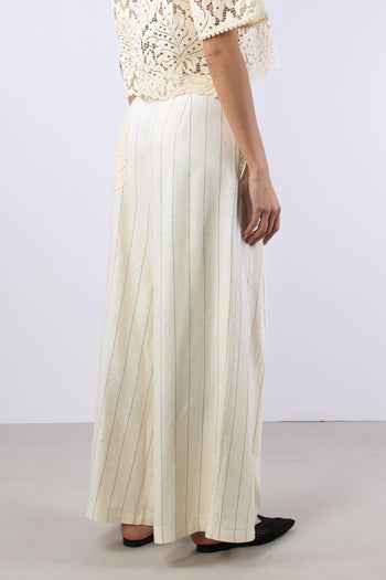 Pantalone Cropped Gessato Burro - 7